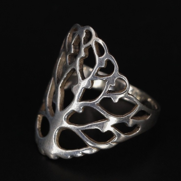 Sterling Silver Tree of Life Open Work Ring Size 8 - Picture 3 of 5